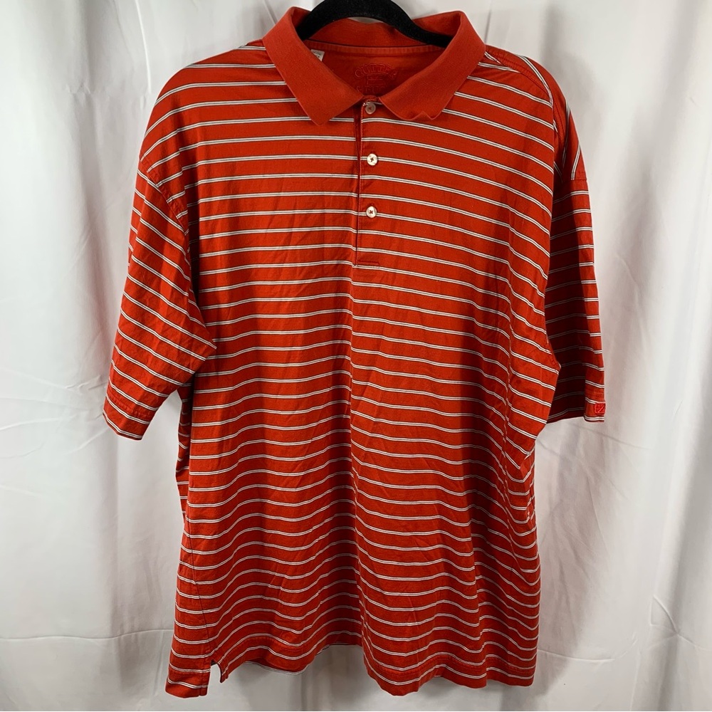 Cutter & Buck Golf Polo Shirt Men Extra Large Orange Stripe Signature Collection